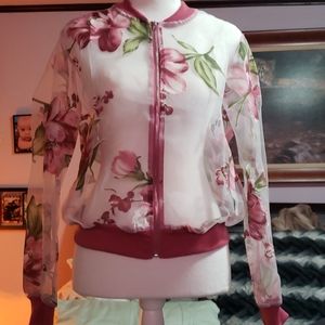 NWOT Cleo apparel sheer bomber style jacket